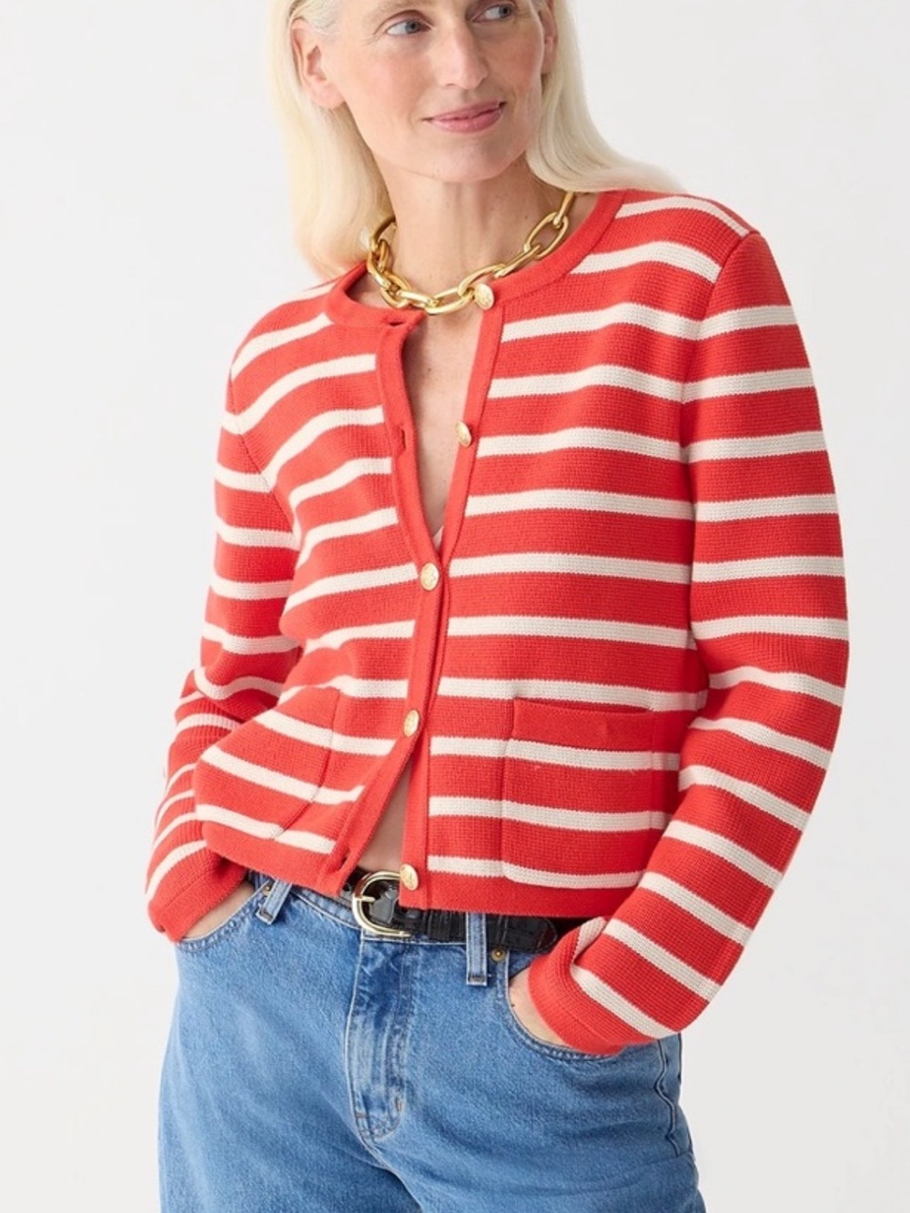 J.crew Emilie sweater lady jacket red stripes XXS
